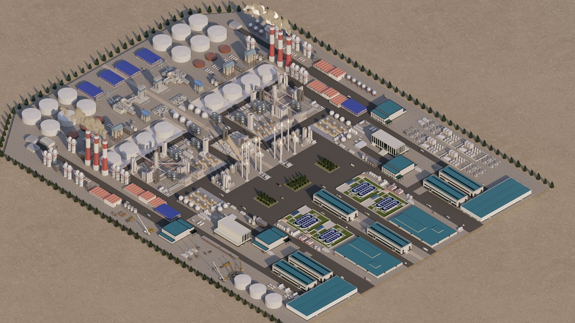 Petrochemical-Complex and Oil Gas Rig-Refinery power plant 3D model_18