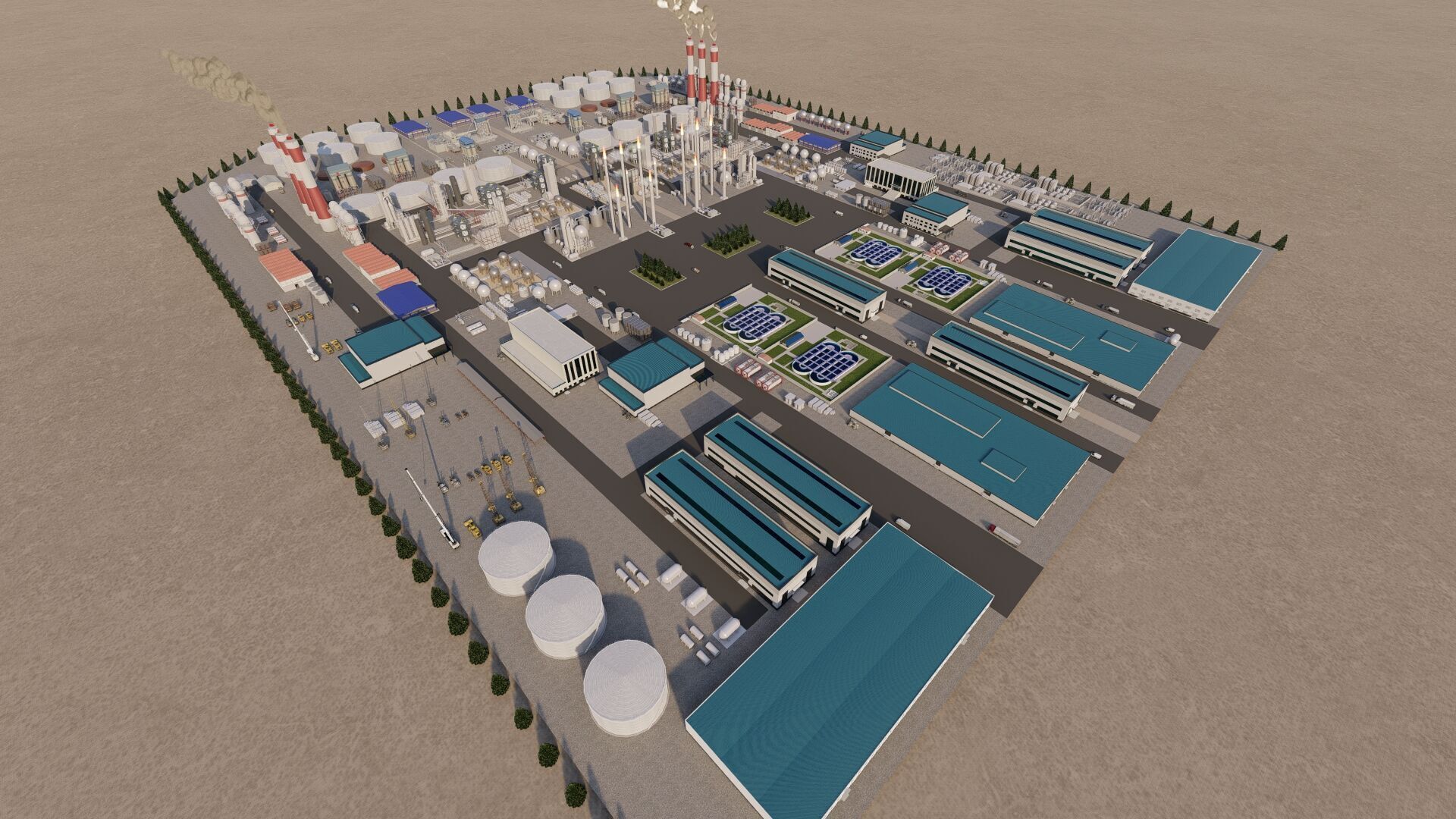 Petrochemical-Complex and Oil Gas Rig-Refinery power plant 3D model_16