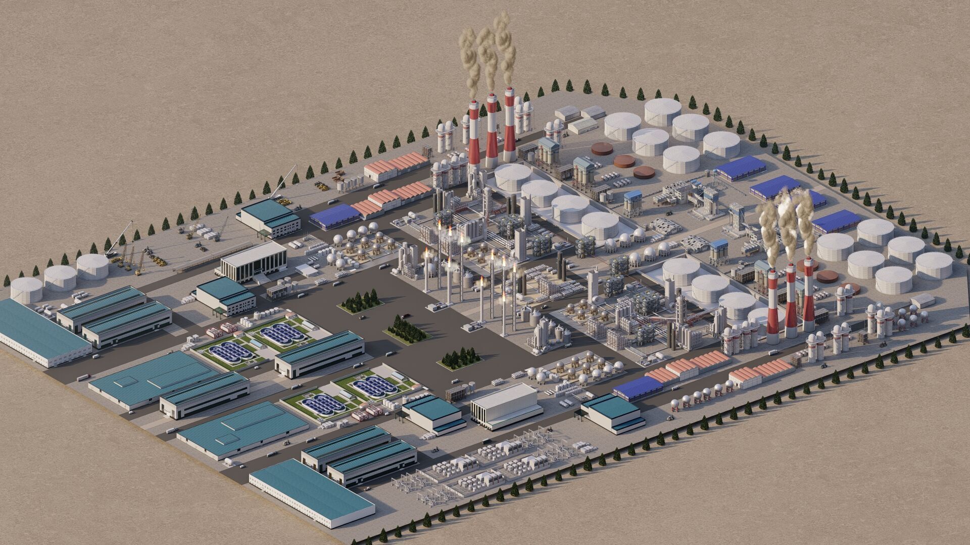 Petrochemical-Complex and Oil Gas Rig-Refinery power plant 3D model_29