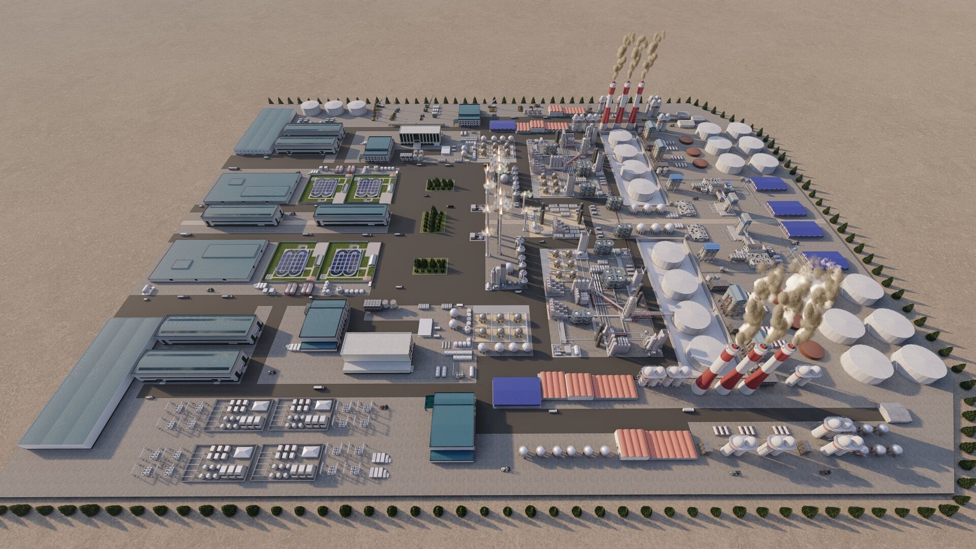 Petrochemical-Complex and Oil Gas Rig-Refinery power plant 3D model_7