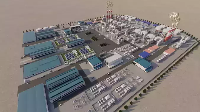 Petrochemical-Complex and Oil Gas Rig-Refinery power plant 3D model