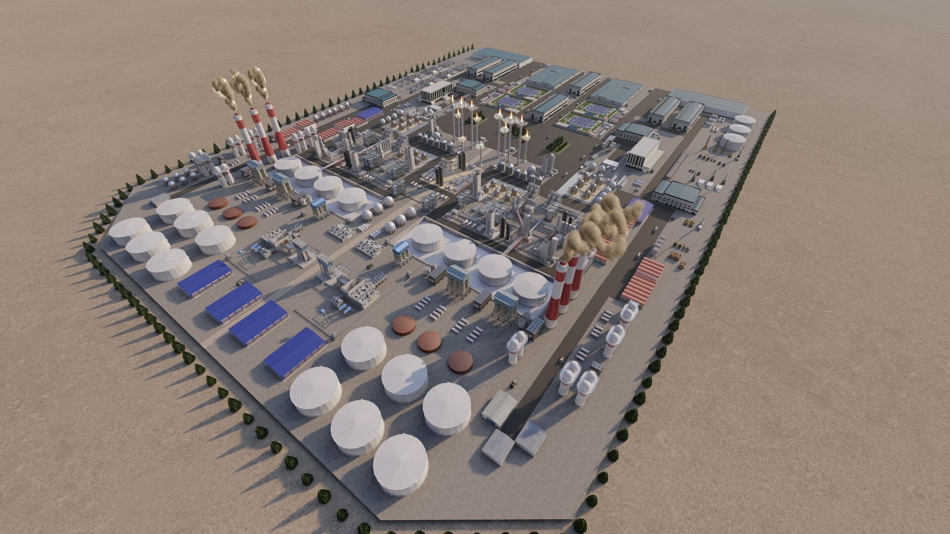 Petrochemical-Complex and Oil Gas Rig-Refinery power plant 3D model_2