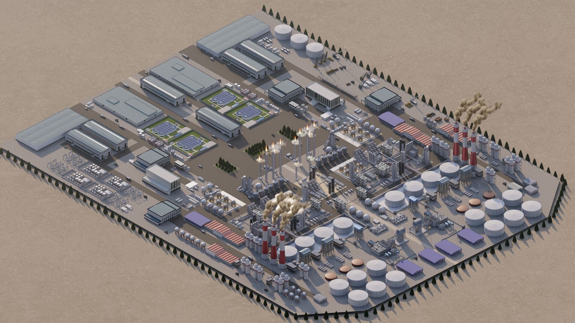 Petrochemical-Complex and Oil Gas Rig-Refinery power plant 3D model_20