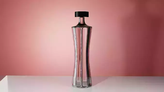 Futuristic Luxury Perfume Bottle  Elegant Glass and Metal Design