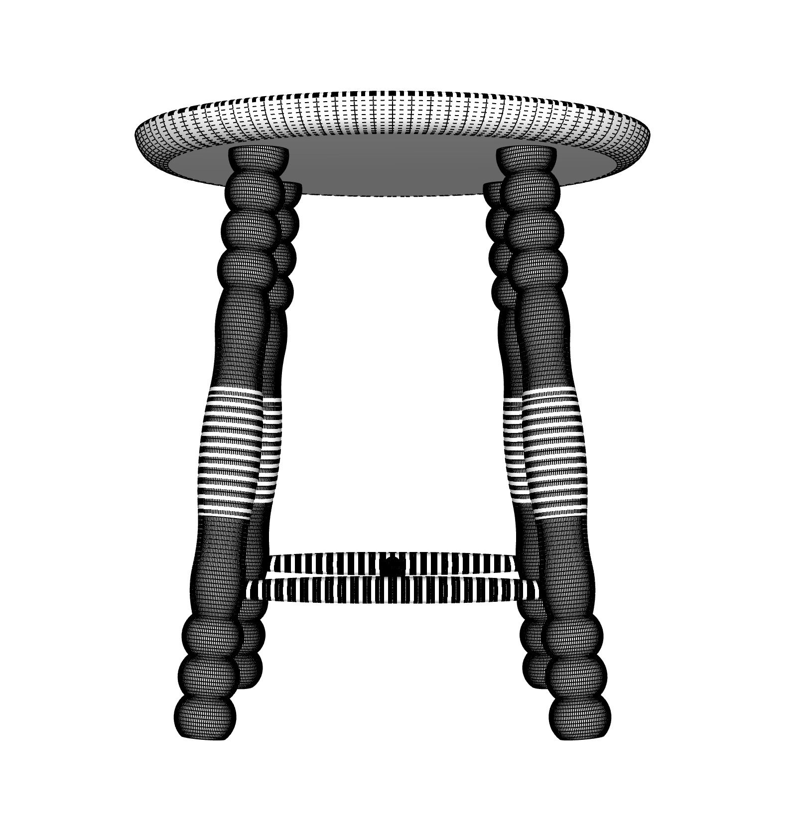 Pierre Turned Wood Stool 3D model_8