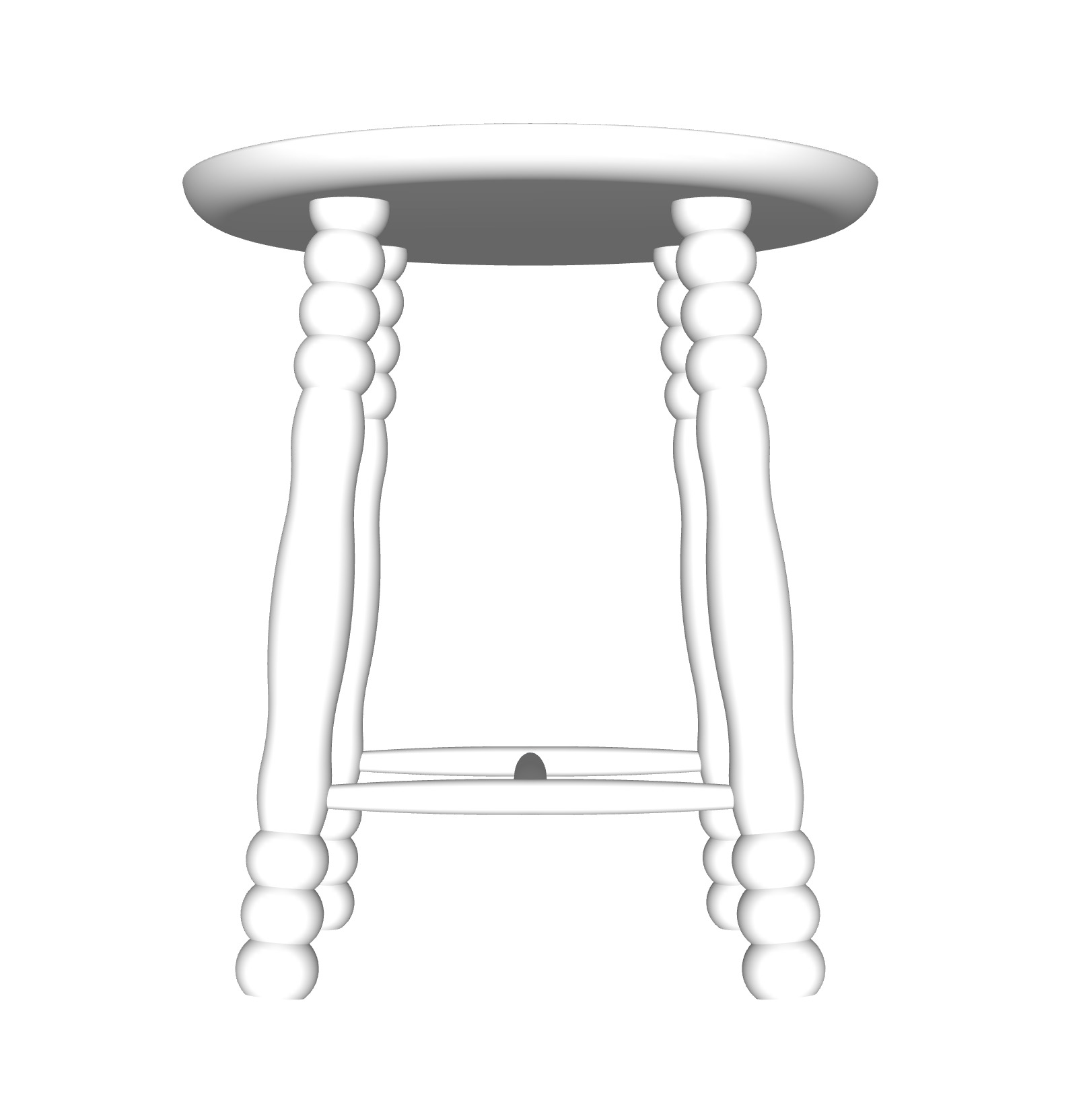 Pierre Turned Wood Stool 3D model_3