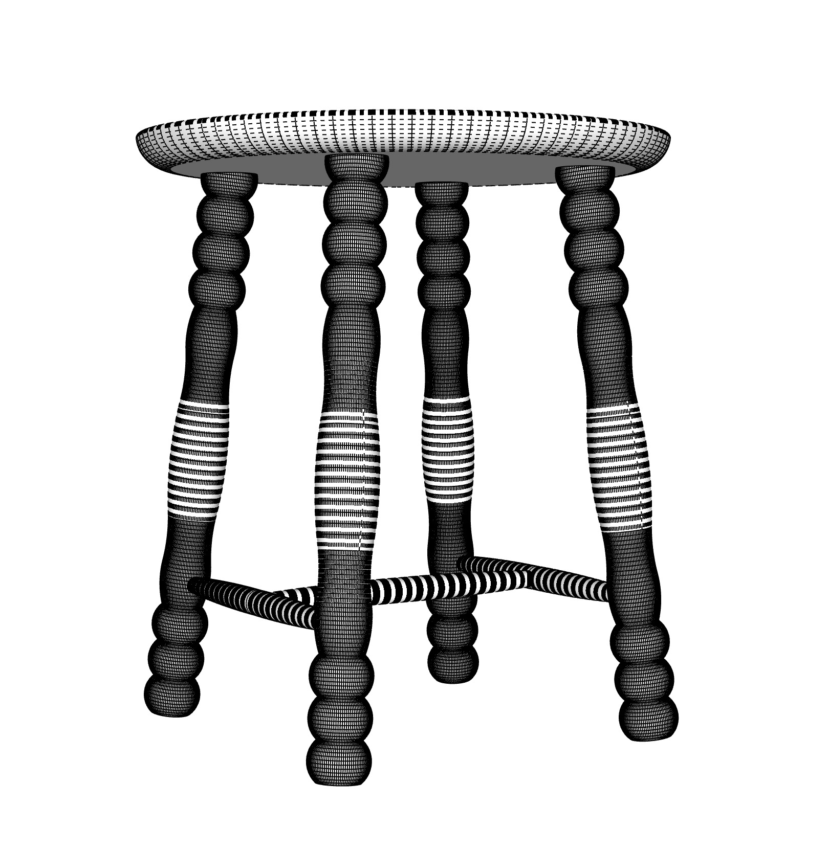 Pierre Turned Wood Stool 3D model_9
