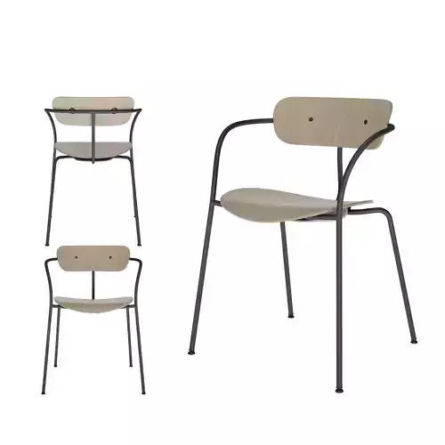 Industrial Dining Chair Plywood Seat with Metal Frame Armrest