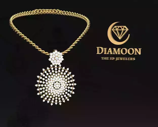  Women diamond Pendent flower  with gem 