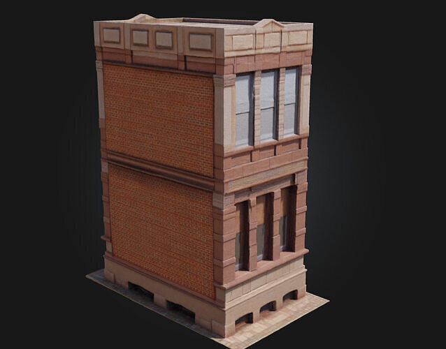 Thin Brick Building  Sleek Profile with Classic Urban Charm 3D model