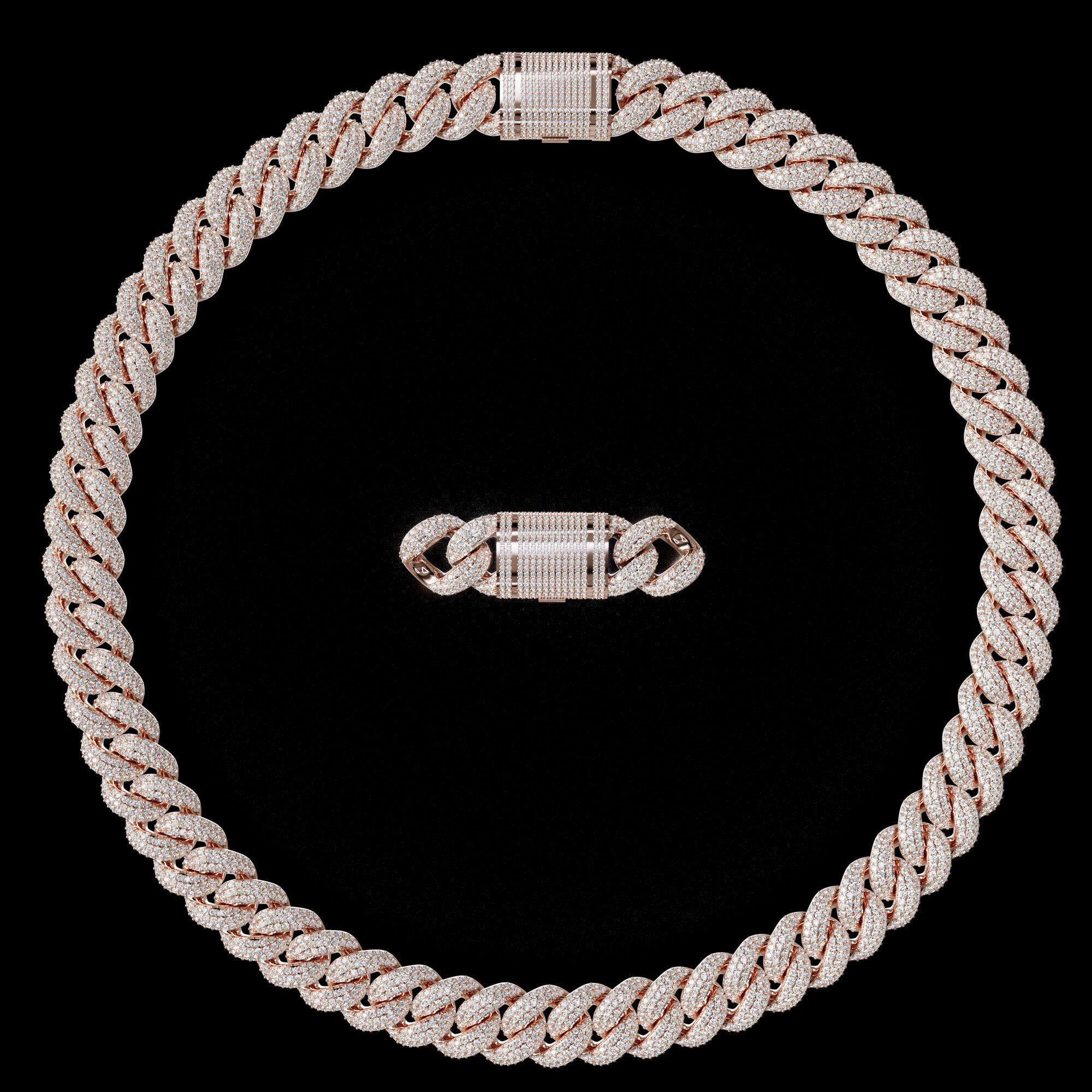 FULL LOCK BOX 18mm Wide CUBAN Link Chain - SOLID 3D print model_5