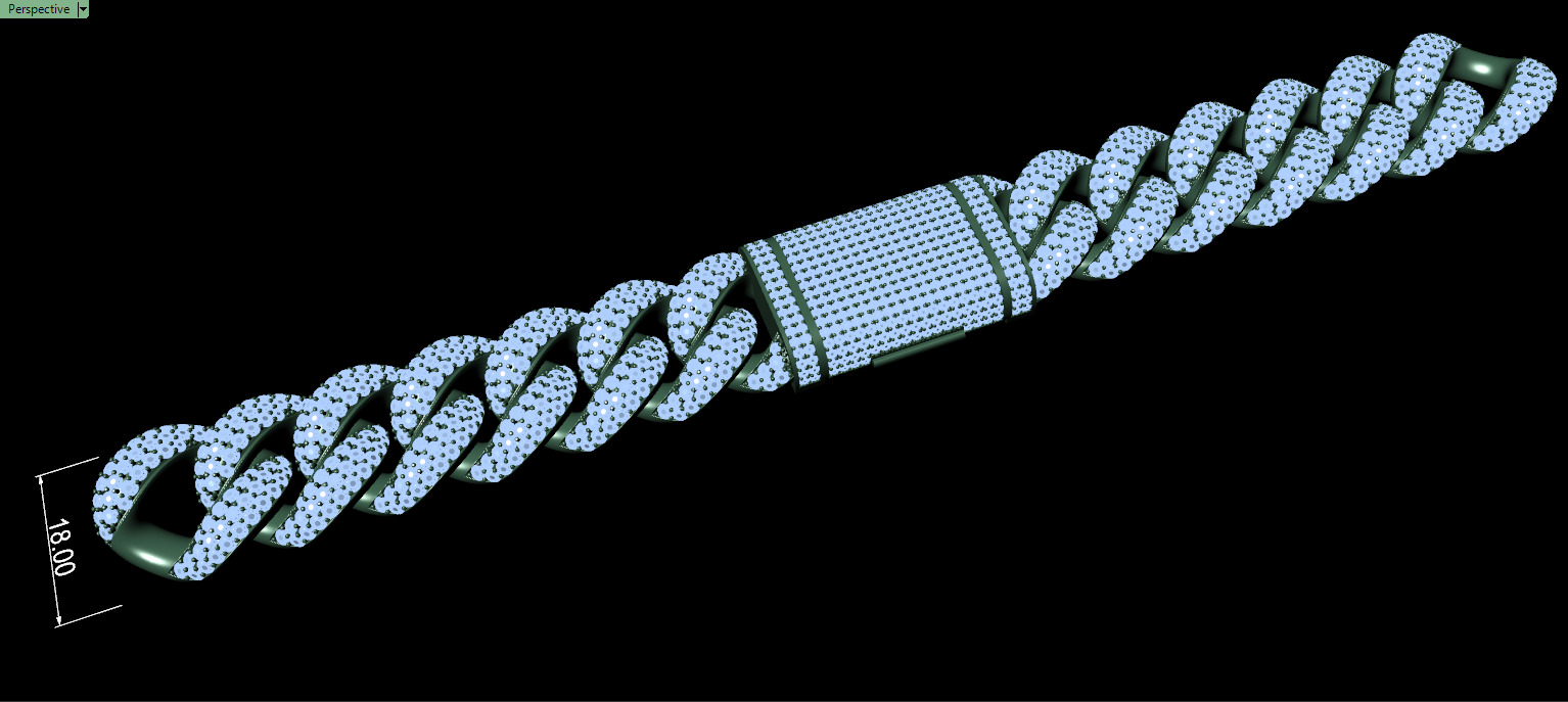 FULL LOCK BOX 18mm Wide CUBAN Link Chain - SOLID 3D print model_9