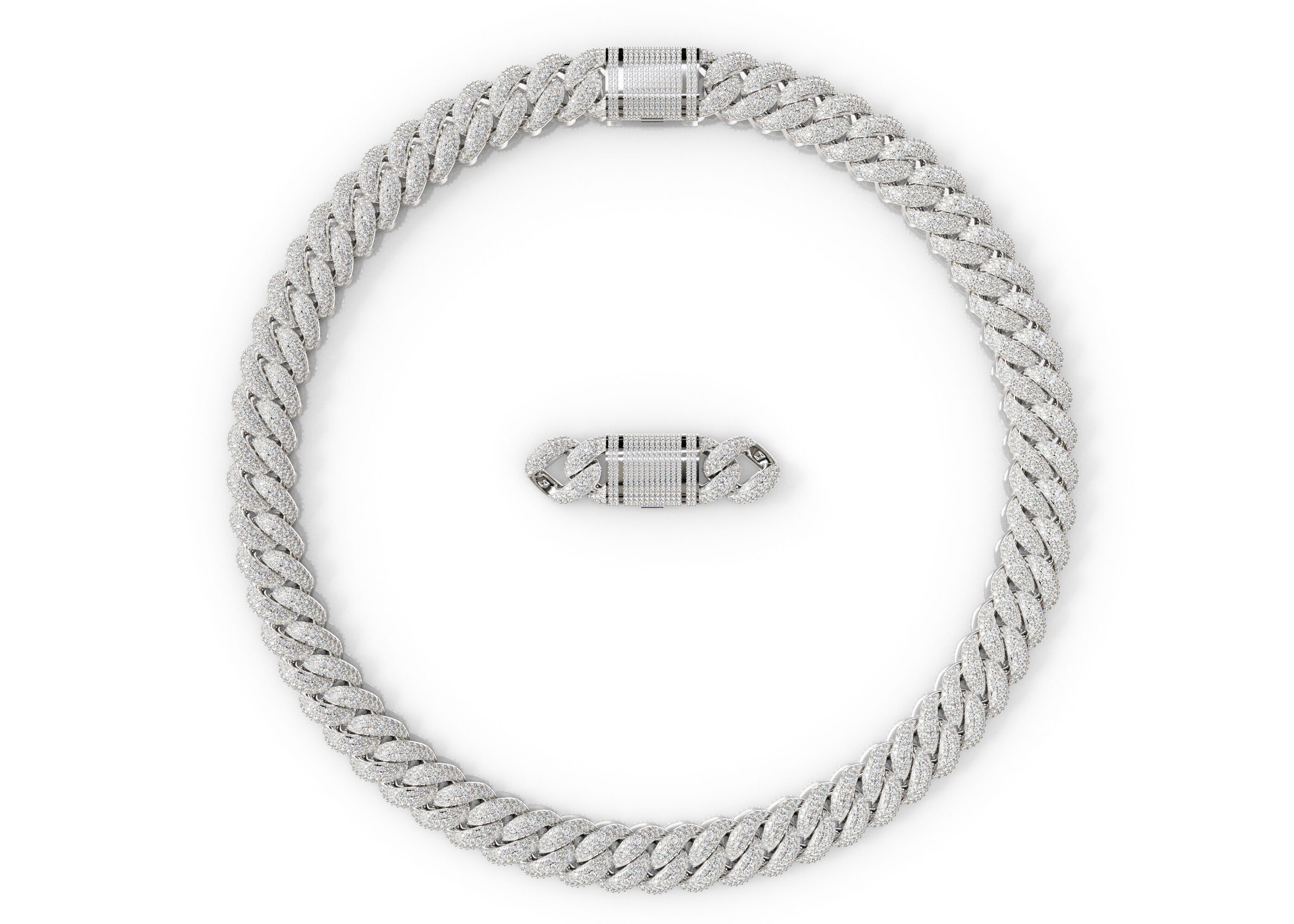 FULL LOCK BOX 18mm Wide CUBAN Link Chain - SOLID 3D print model_3