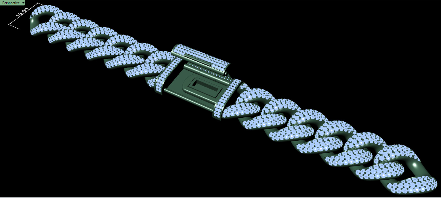 FULL LOCK BOX 18mm Wide CUBAN Link Chain - SOLID 3D print model_13