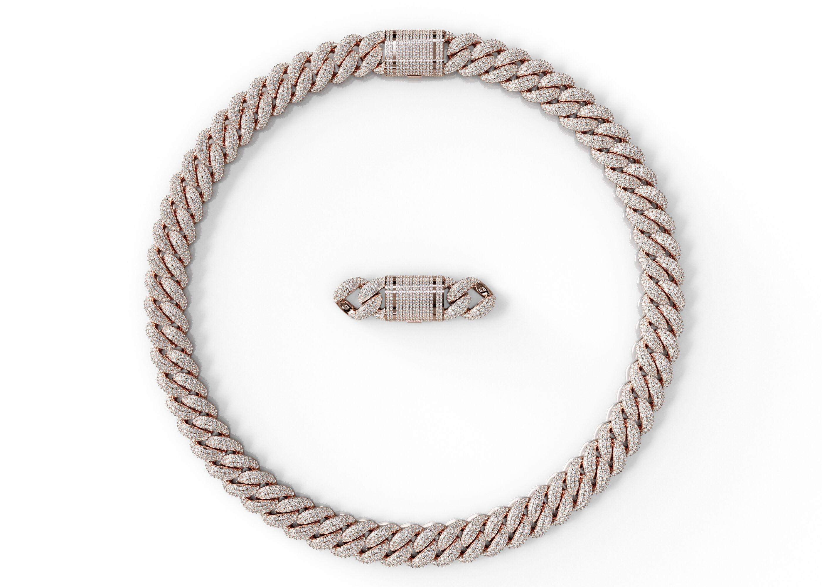 FULL LOCK BOX 18mm Wide CUBAN Link Chain - SOLID 3D print model_2