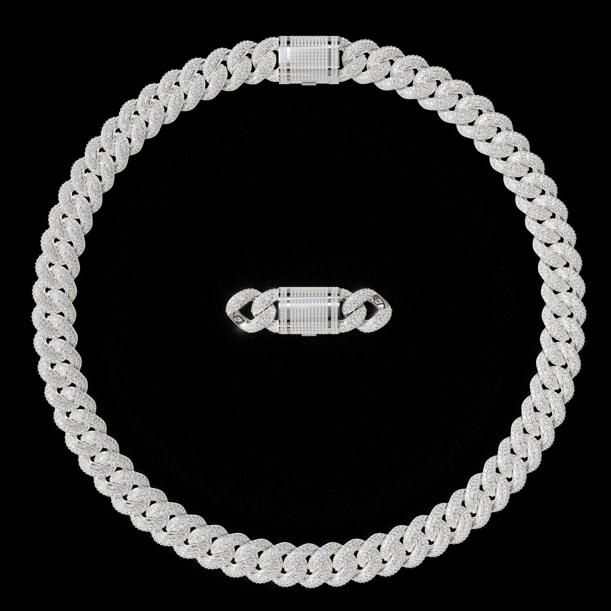 FULL LOCK BOX 18mm Wide CUBAN Link Chain - SOLID 3D print model_6