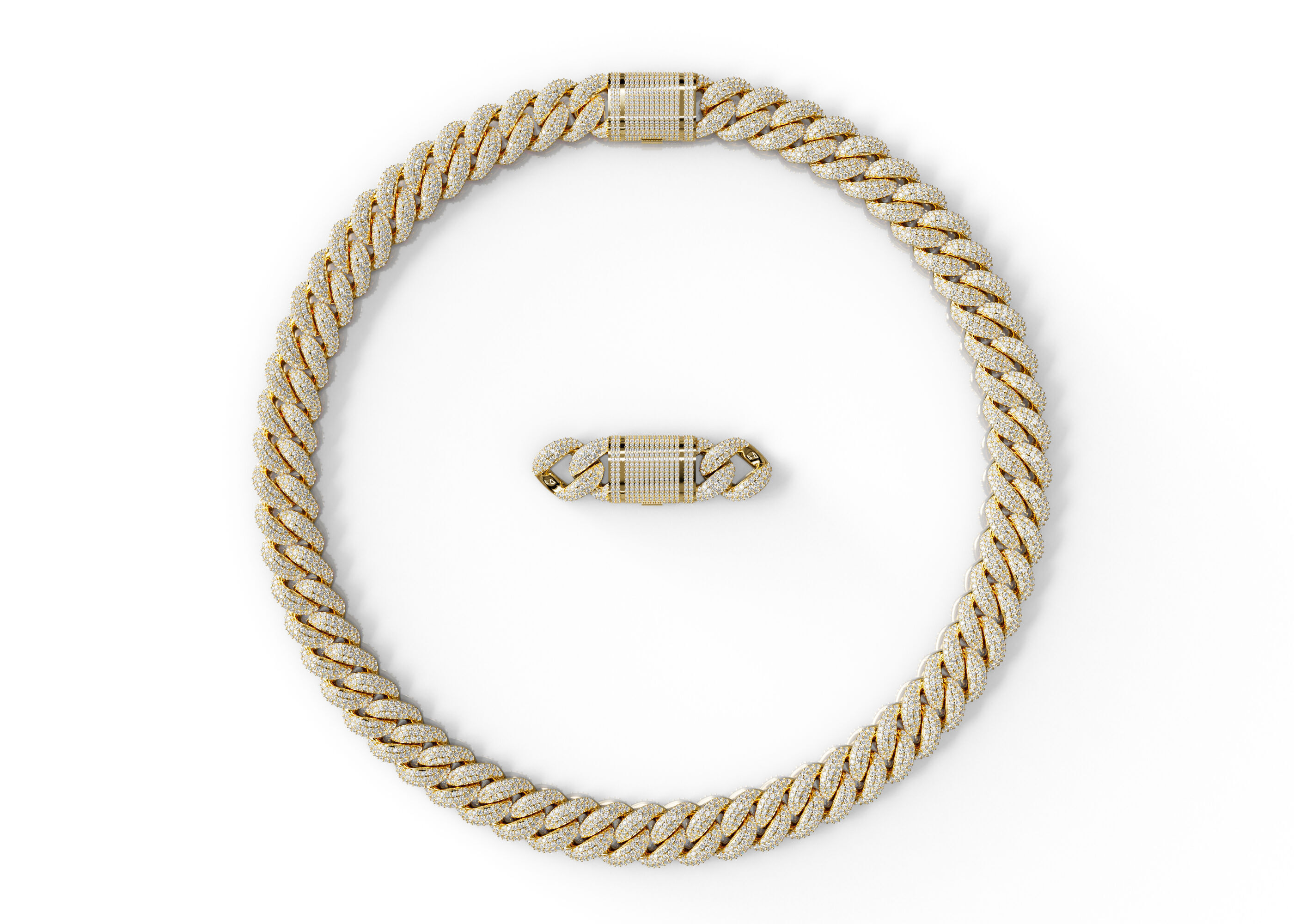 FULL LOCK BOX 18mm Wide CUBAN Link Chain - SOLID 3D print model_1
