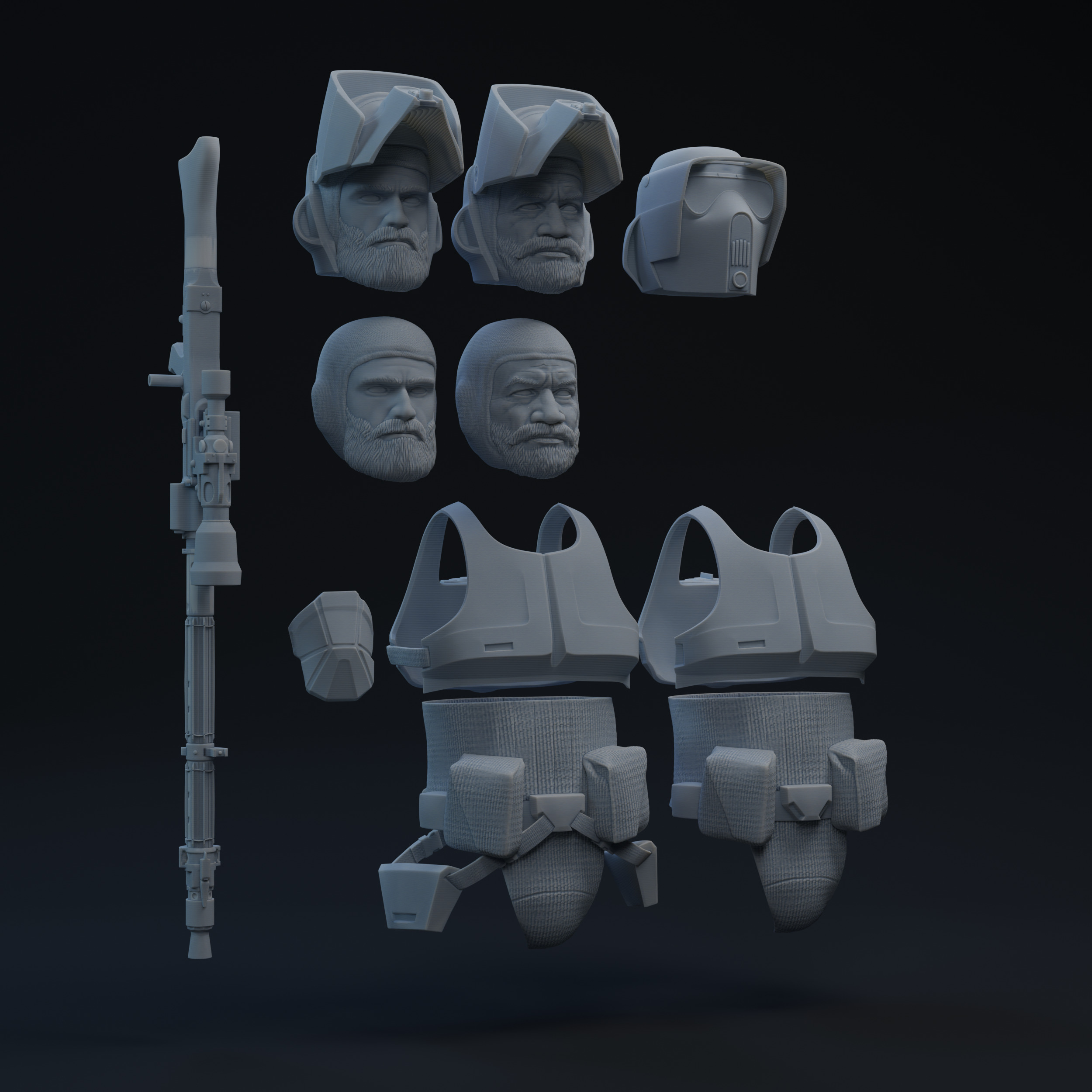 RotJ Scout Trooper Add-On One-Twelfth Scale Printable Kit 3D print model_1