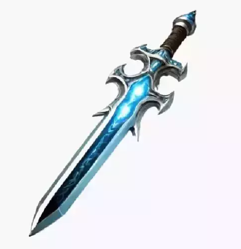 Futuristic Glowing Blue Energy Sword High-Tech Sci-Fi Weapon