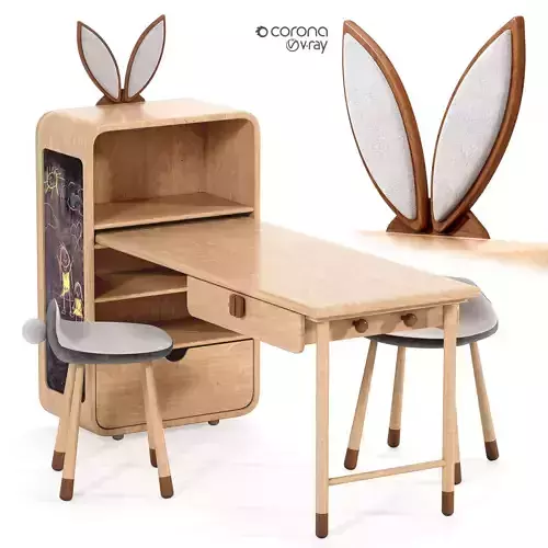 Desk and Chair Set with Bunny Theme