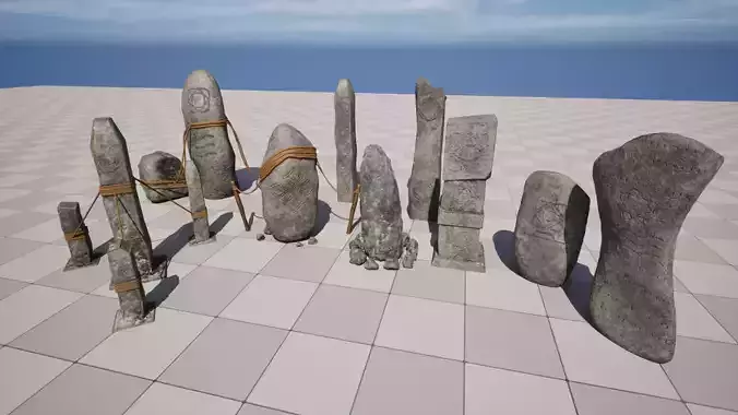 Viking Totems Low-poly 3D model
