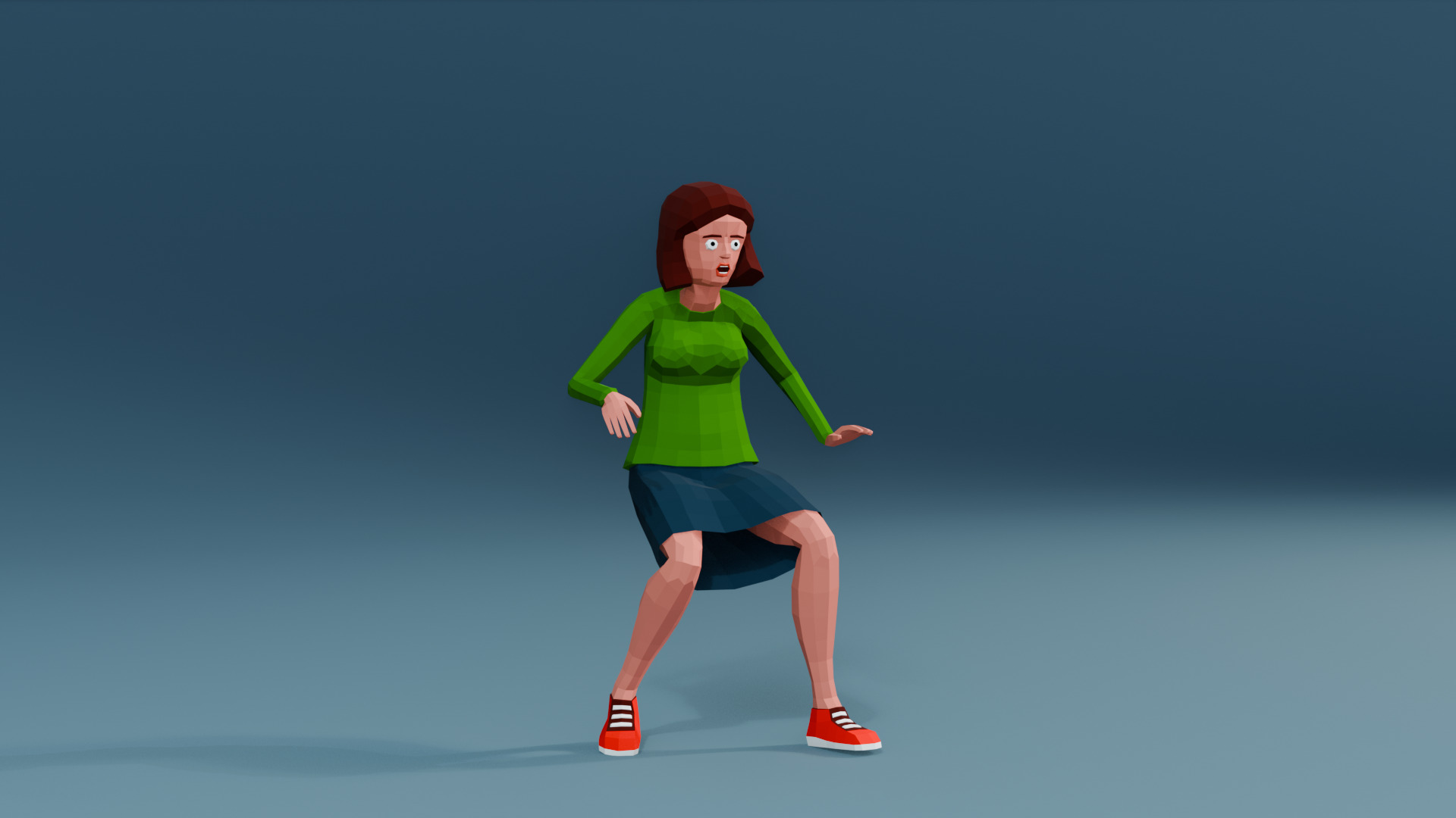Simple woman low-poly stylized Low-poly 3D model_26