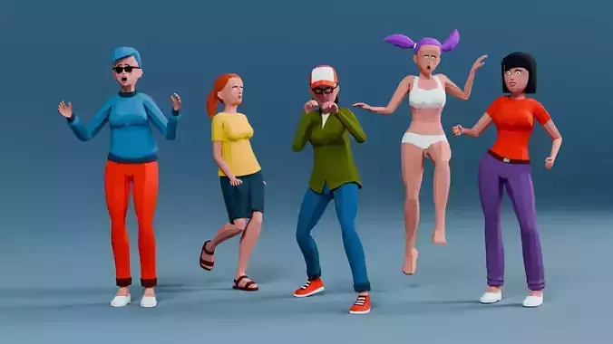 Simple woman low-poly stylized Low-poly 3D model