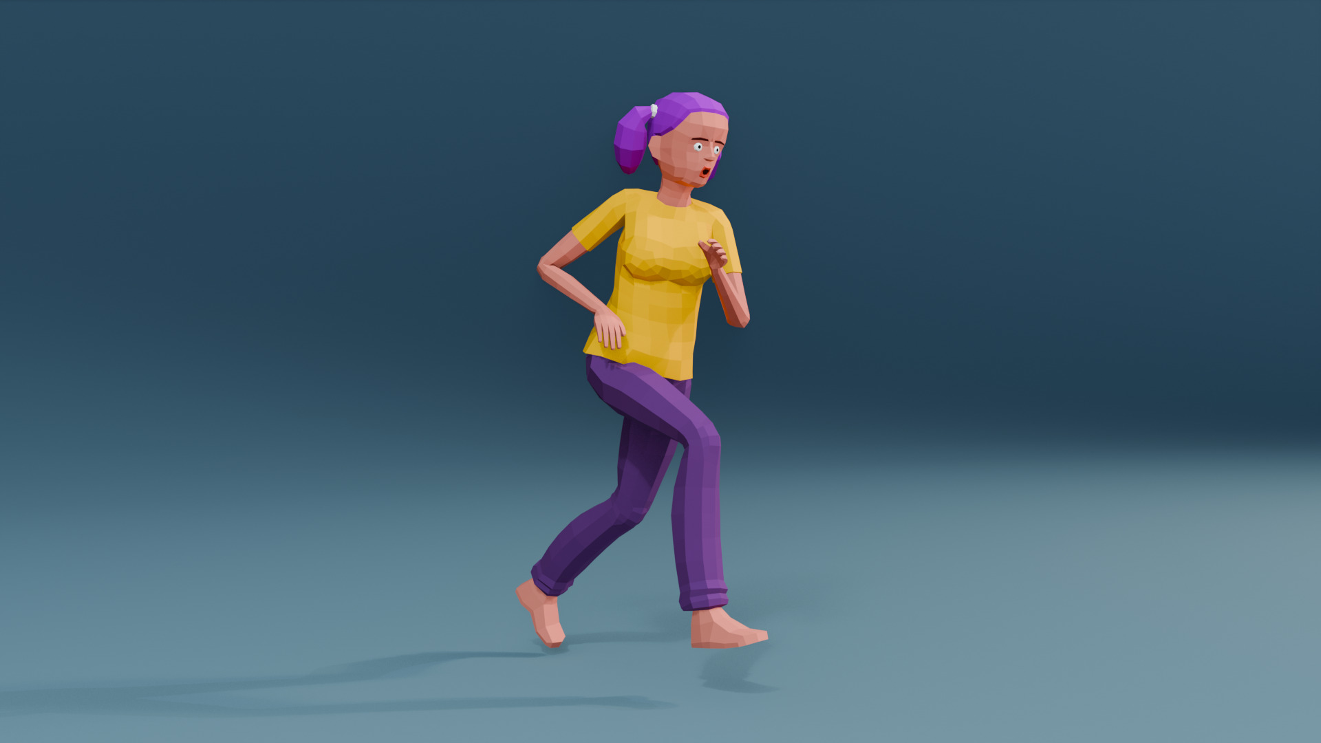 Simple woman low-poly stylized Low-poly 3D model_5