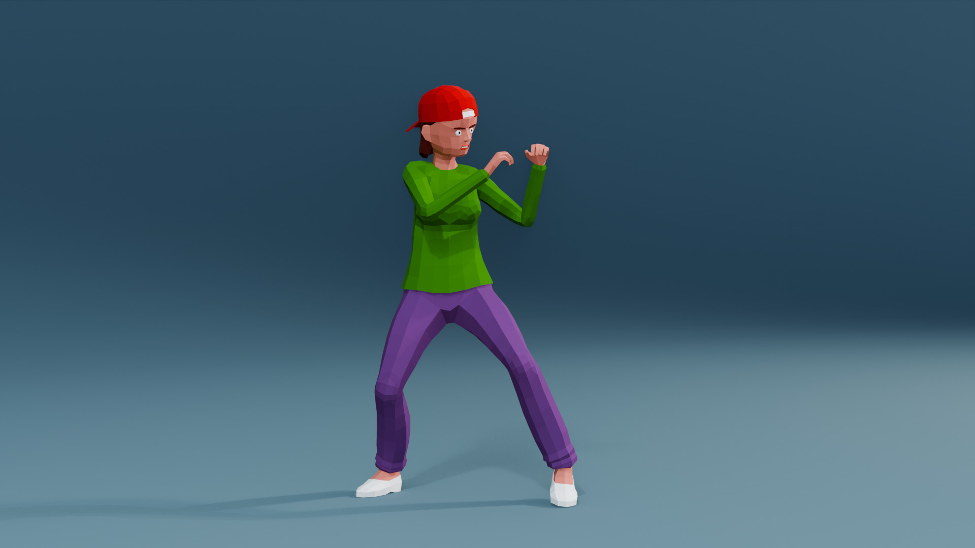 Simple woman low-poly stylized Low-poly 3D model_11