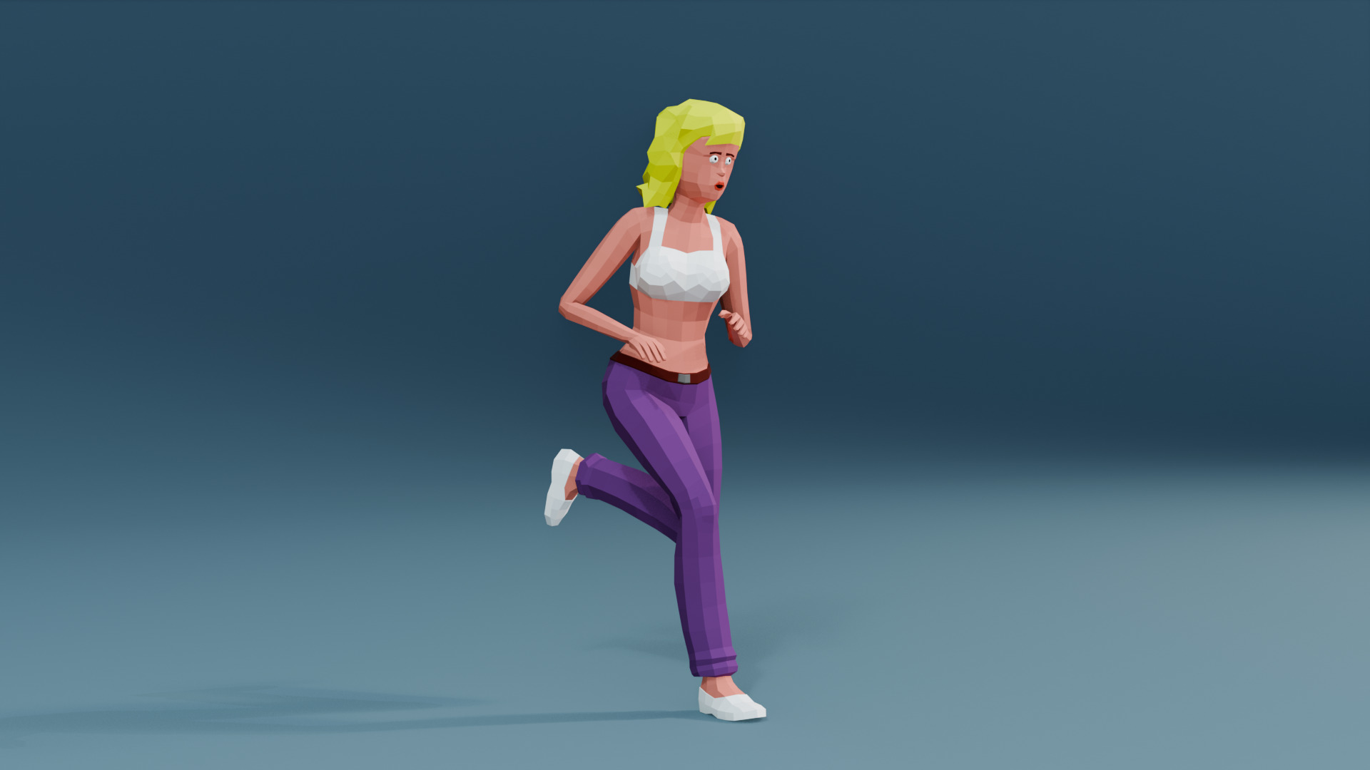 Simple woman low-poly stylized Low-poly 3D model_6
