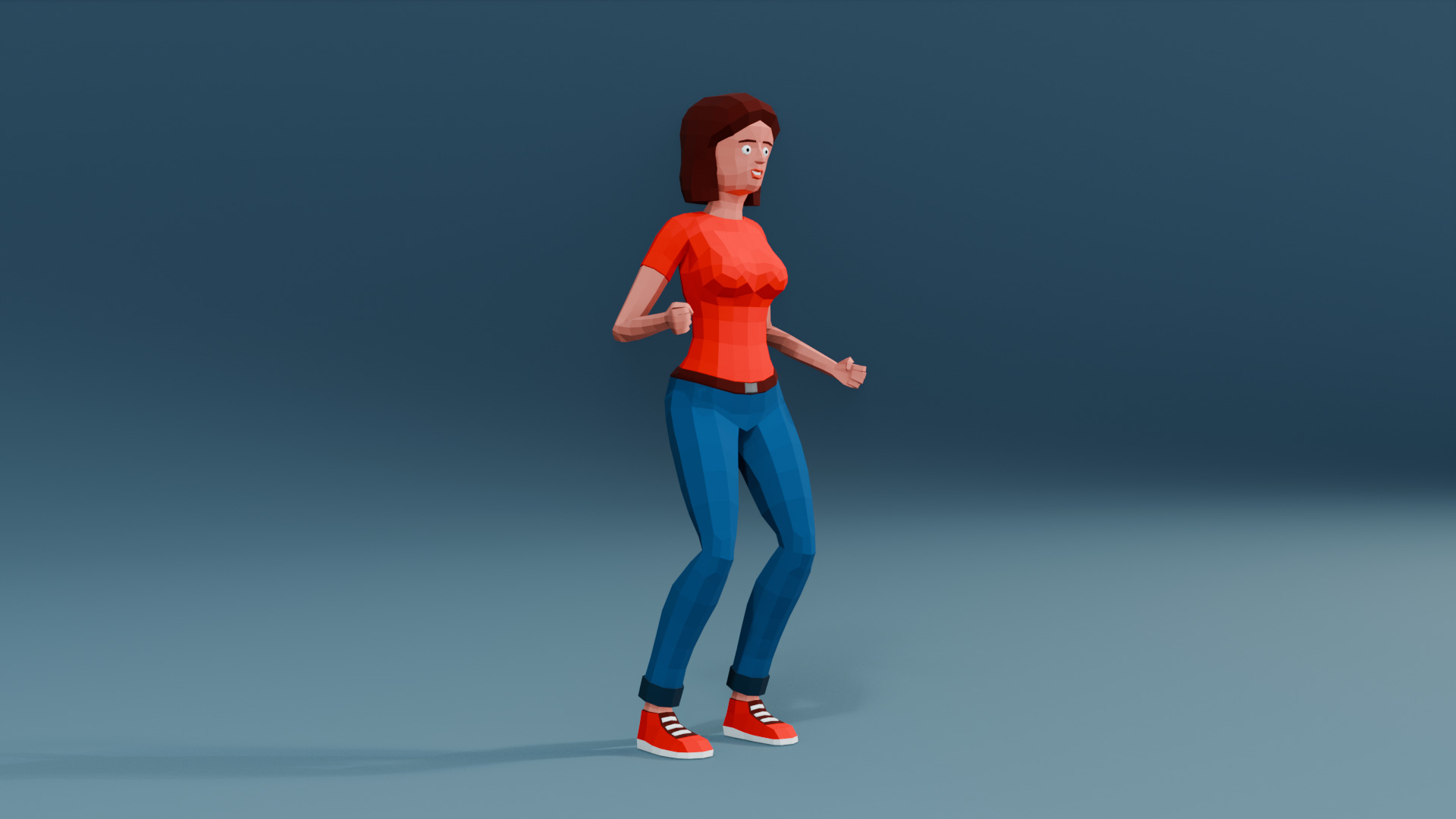 Simple woman low-poly stylized Low-poly 3D model_25