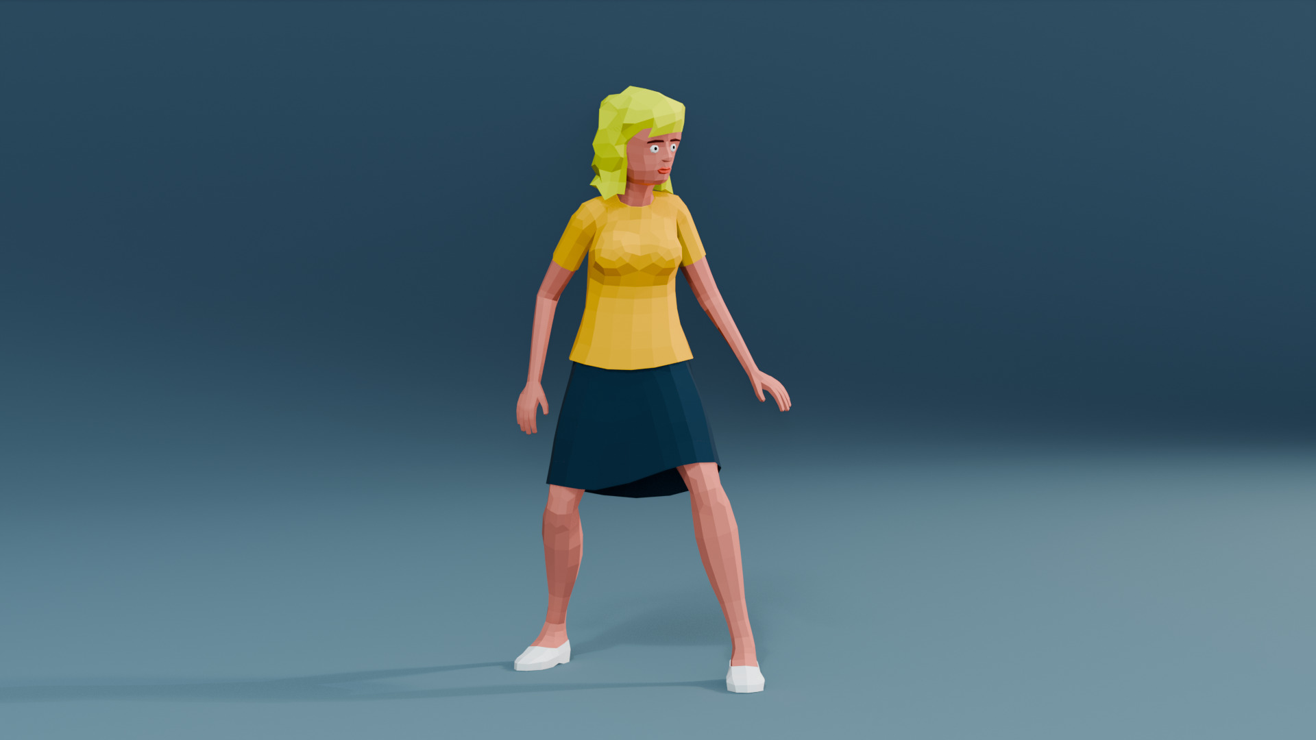 Simple woman low-poly stylized Low-poly 3D model_7