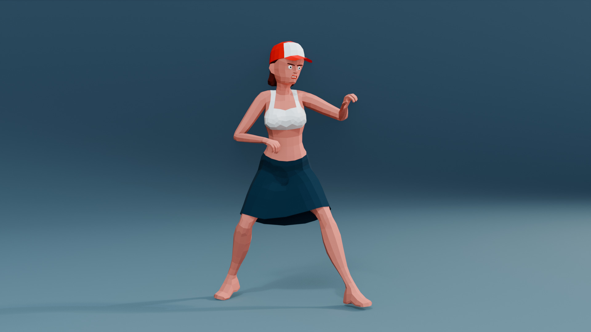 Simple woman low-poly stylized Low-poly 3D model_13
