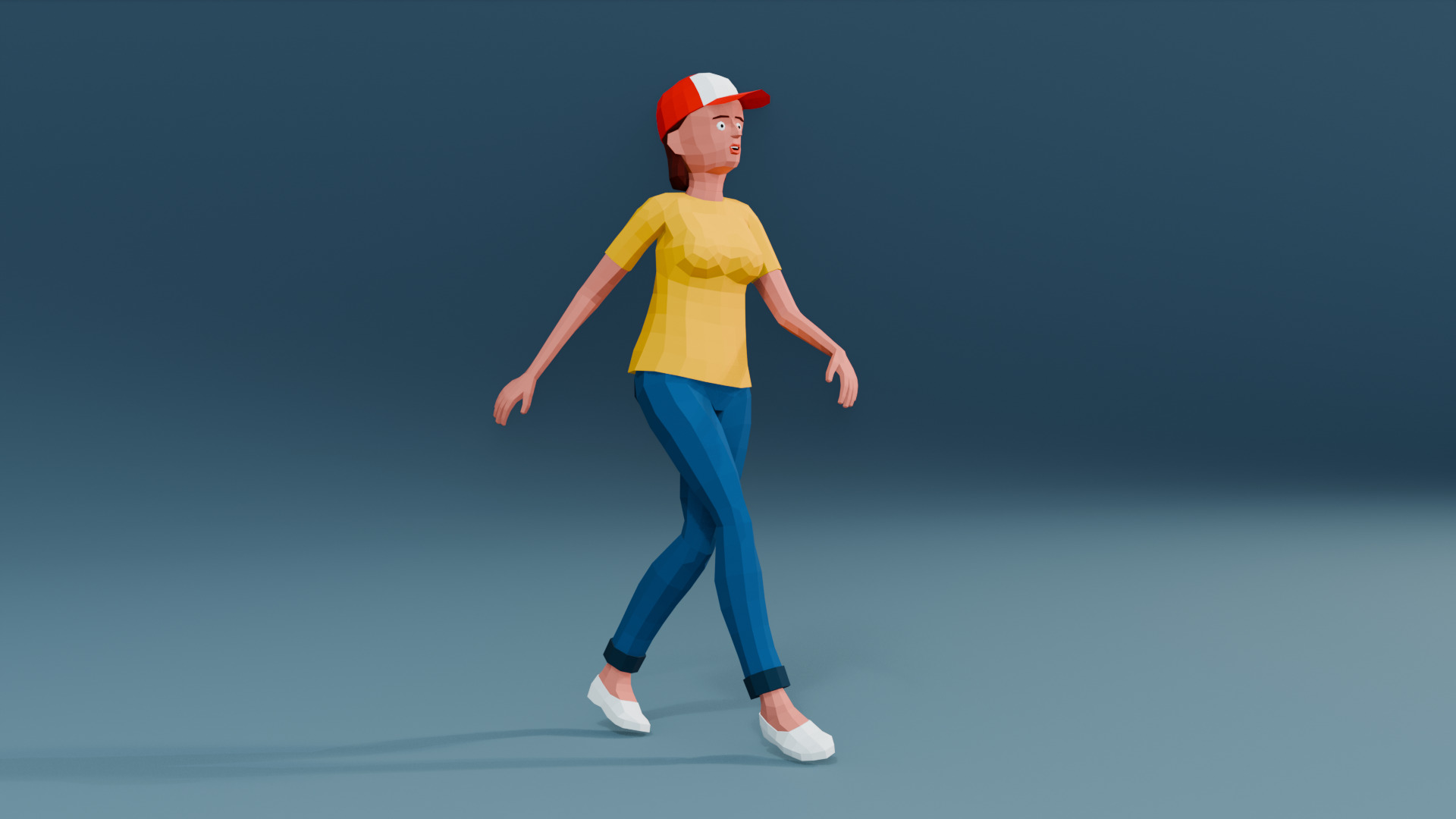 Simple woman low-poly stylized Low-poly 3D model_9