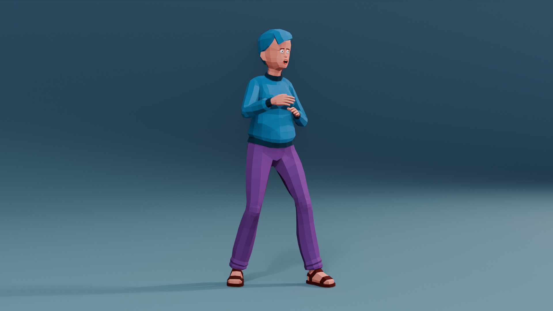Simple woman low-poly stylized Low-poly 3D model_16