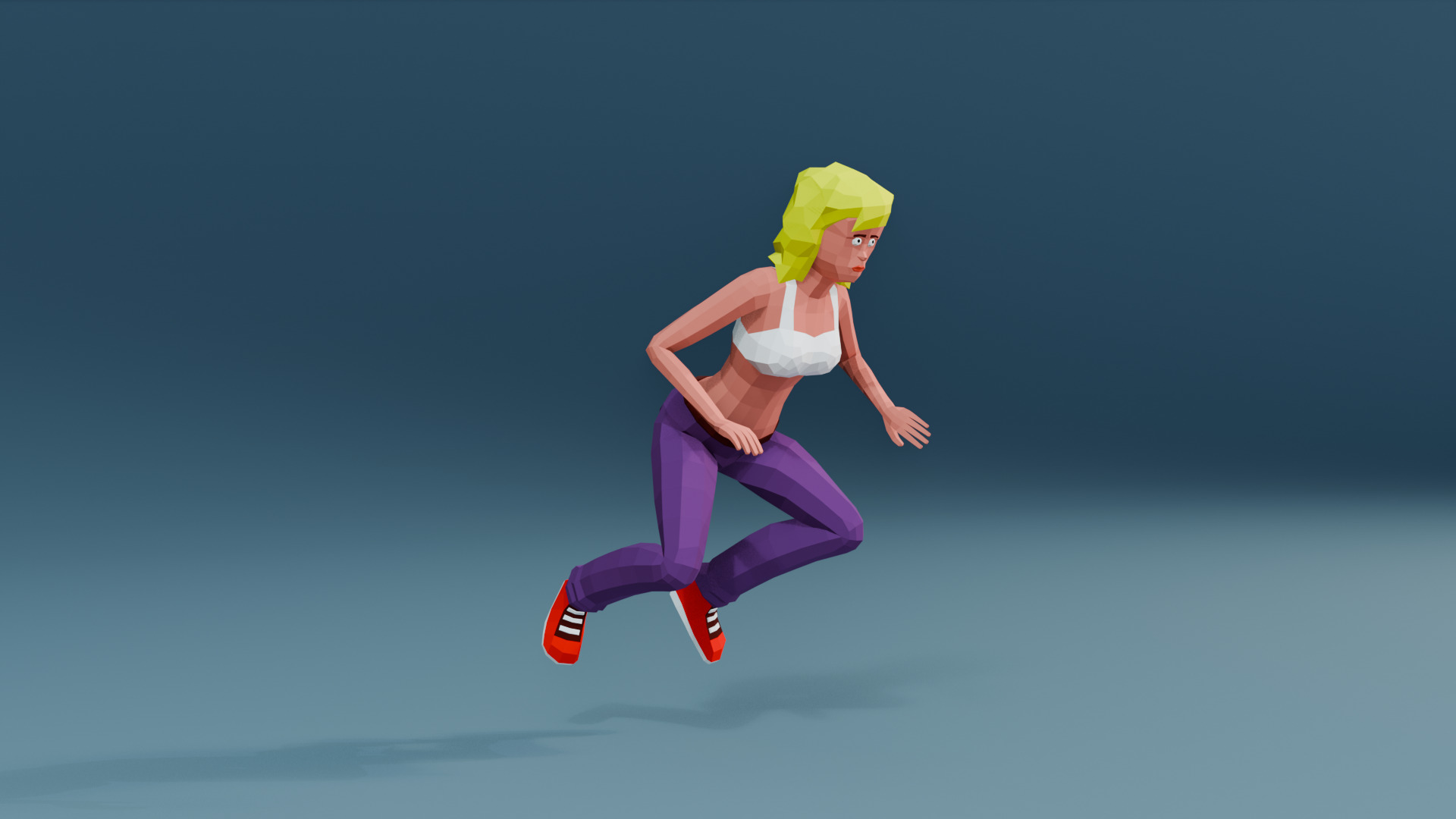 Simple woman low-poly stylized Low-poly 3D model_24