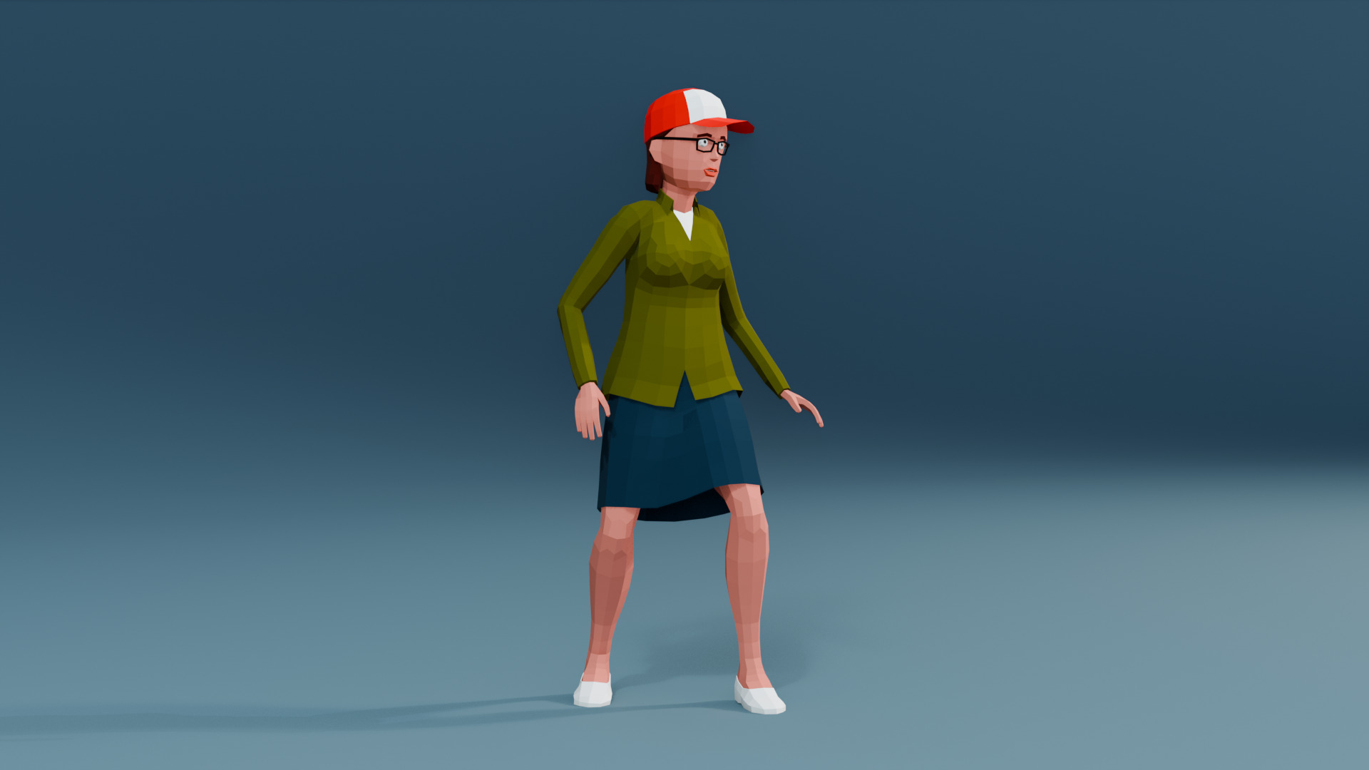 Simple woman low-poly stylized Low-poly 3D model_28
