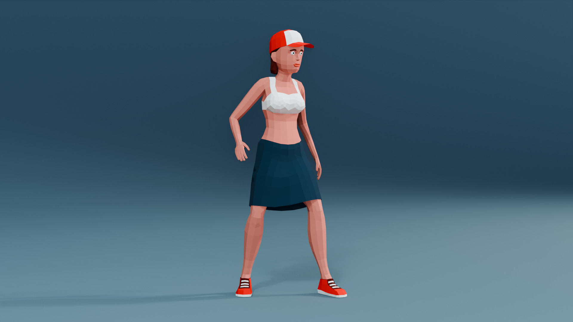 Simple woman low-poly stylized Low-poly 3D model_15