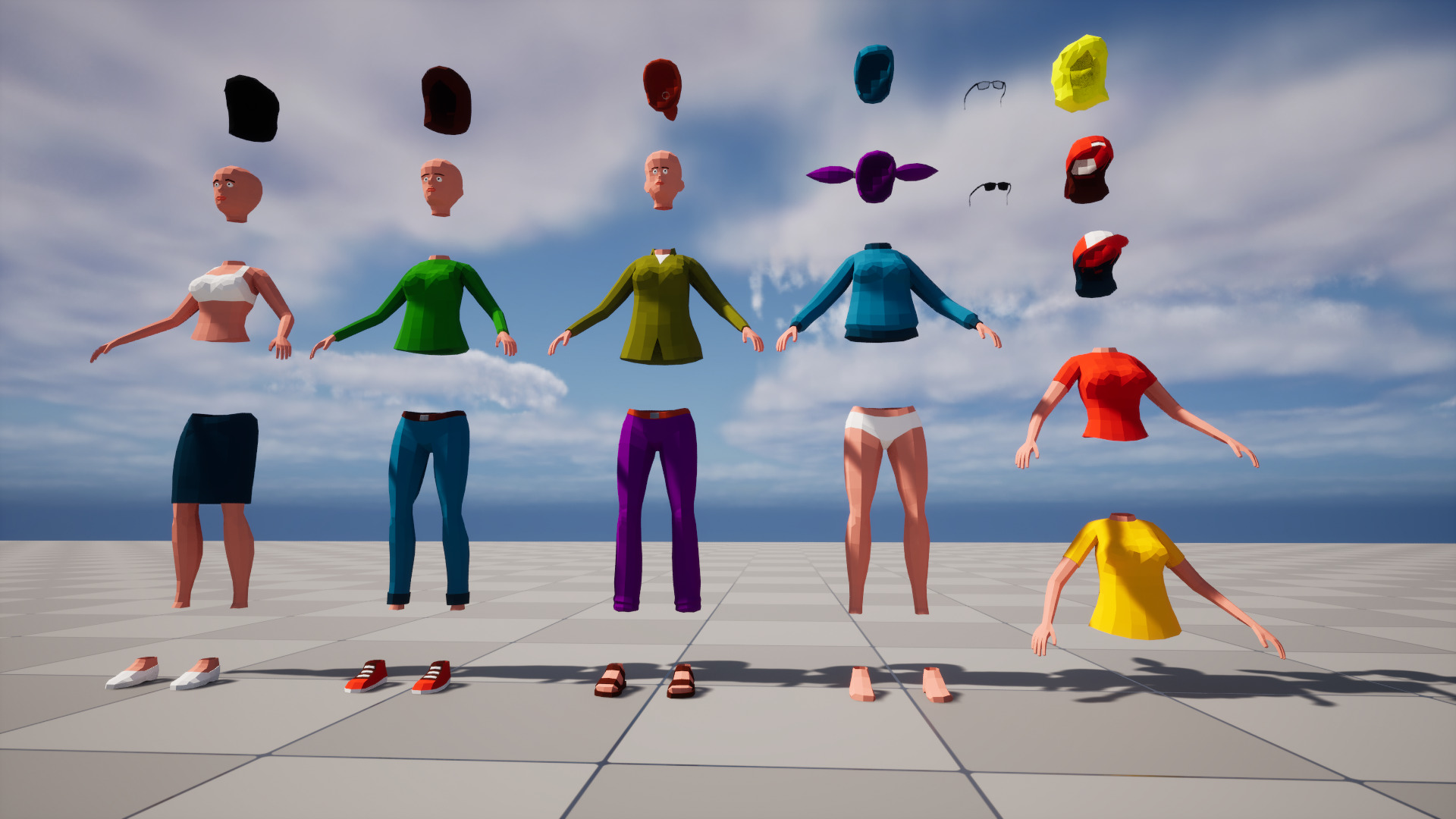 Simple woman low-poly stylized Low-poly 3D model_4