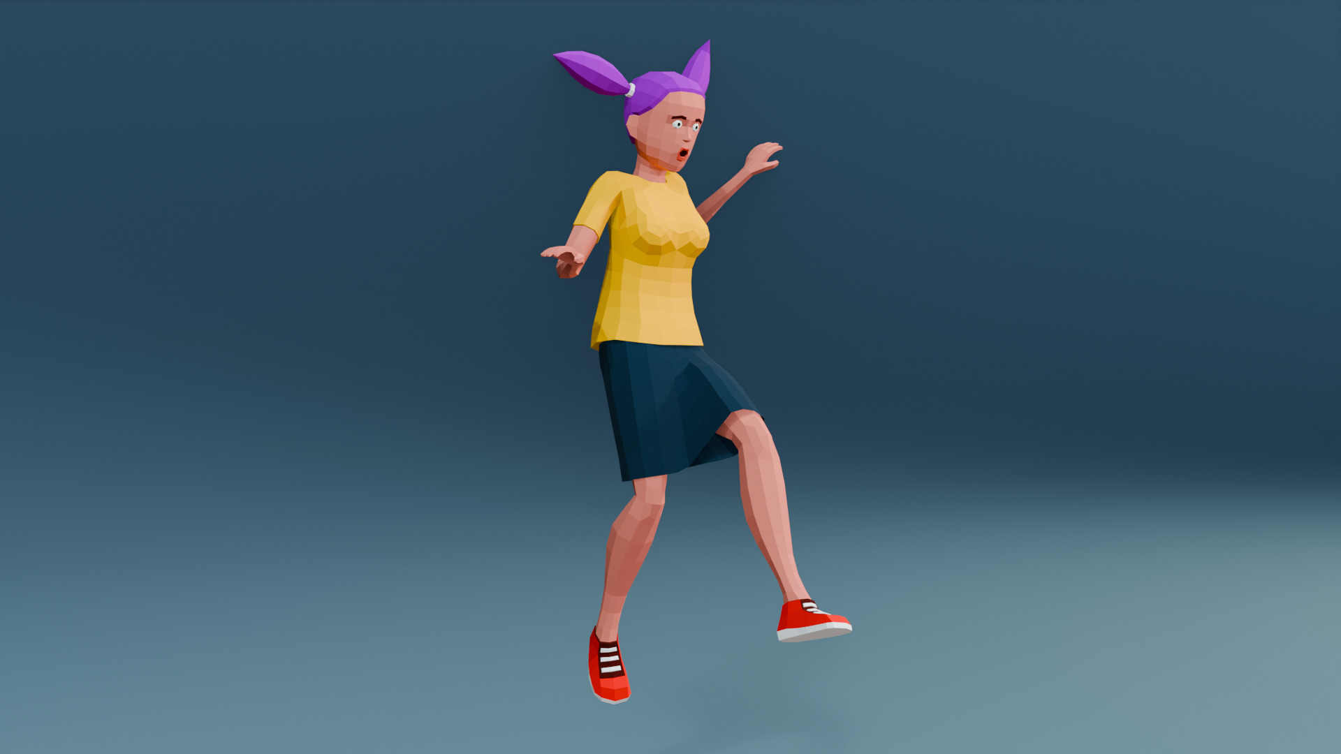 Simple woman low-poly stylized Low-poly 3D model_21