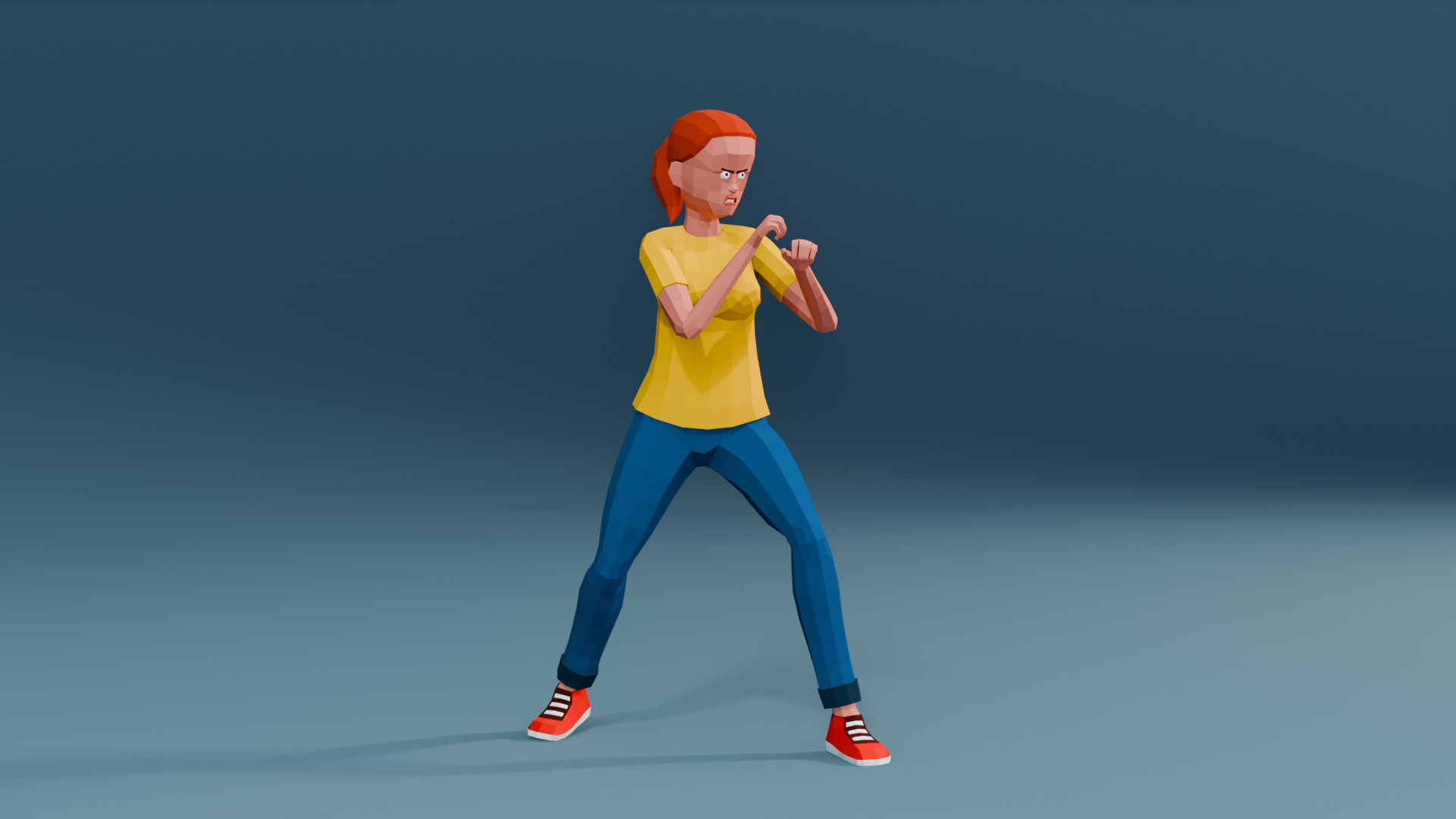 Simple woman low-poly stylized Low-poly 3D model_14