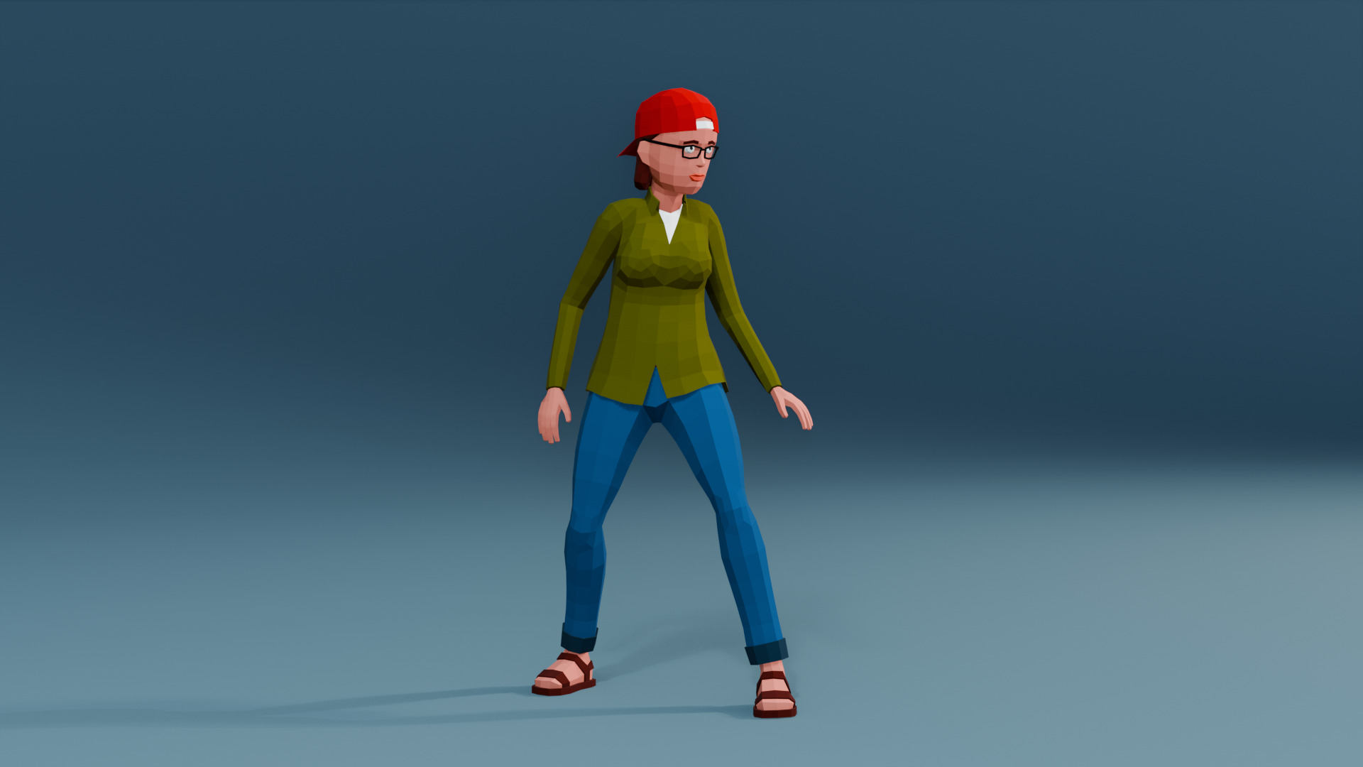 Simple woman low-poly stylized Low-poly 3D model_3