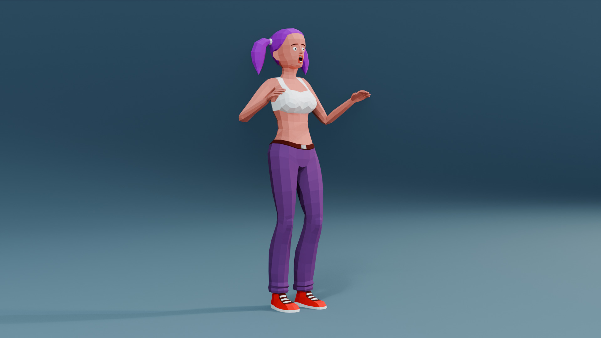 Simple woman low-poly stylized Low-poly 3D model_18