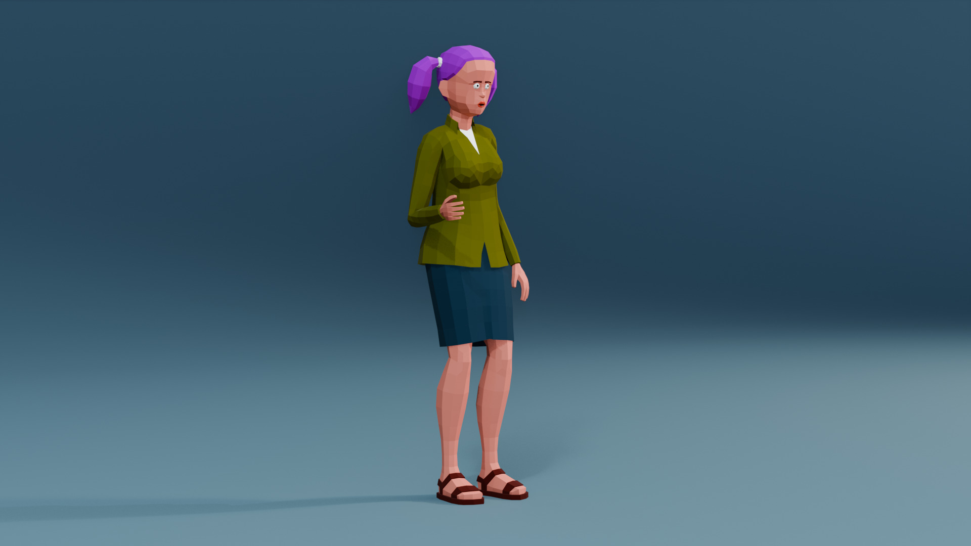 Simple woman low-poly stylized Low-poly 3D model_17