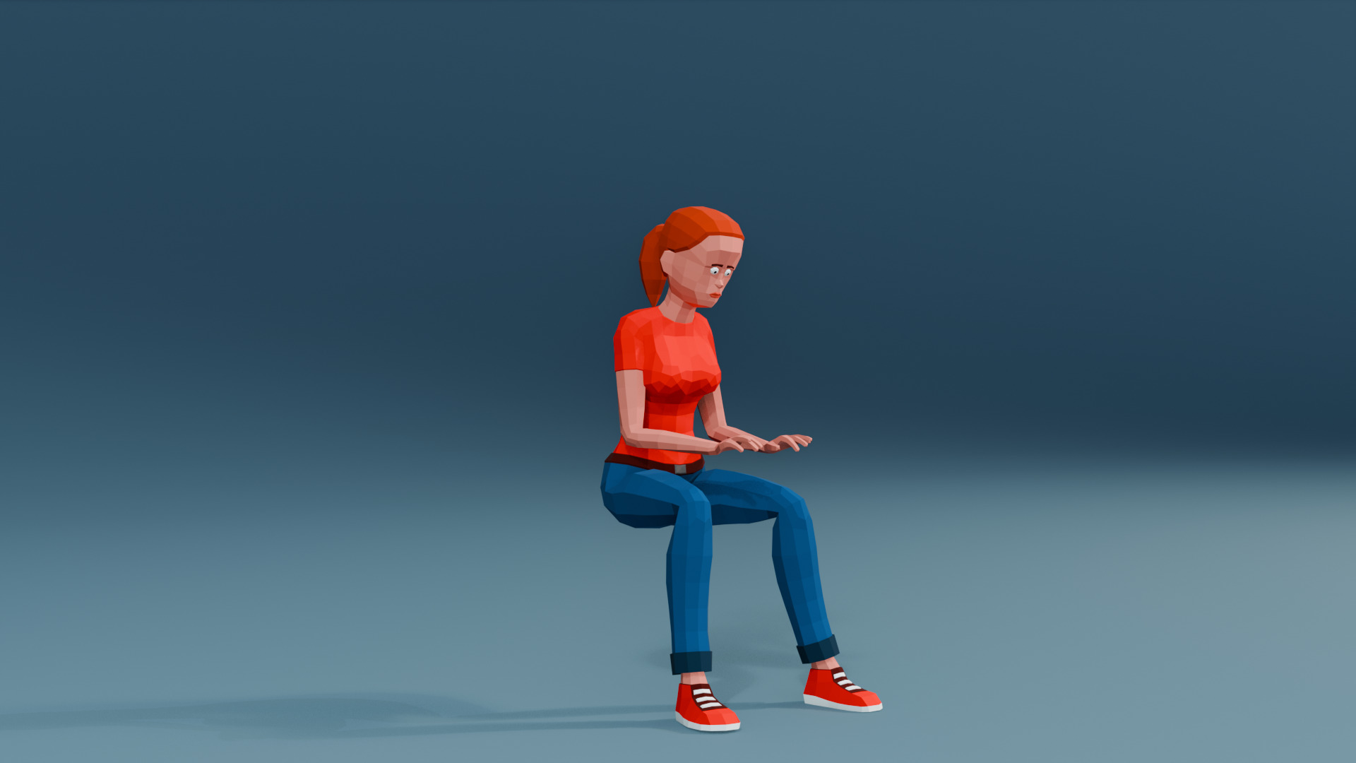 Simple woman low-poly stylized Low-poly 3D model_20