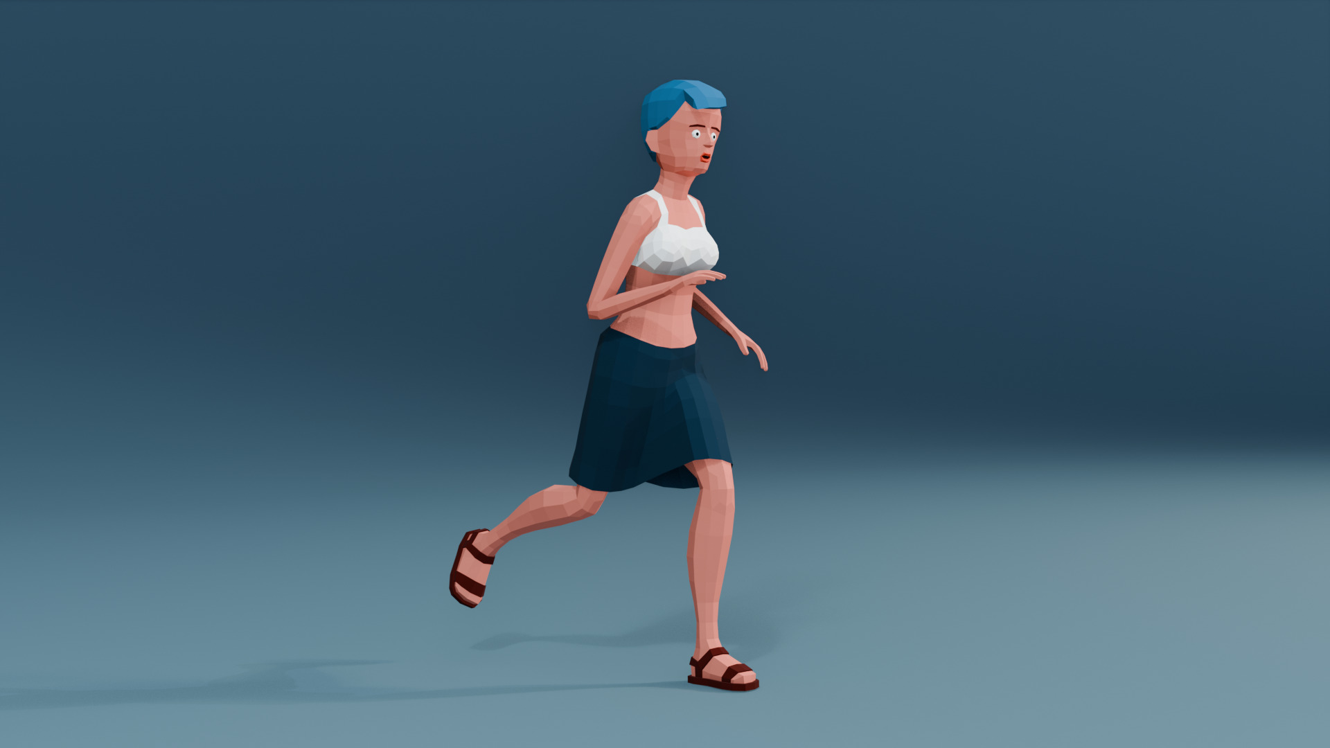 Simple woman low-poly stylized Low-poly 3D model_8