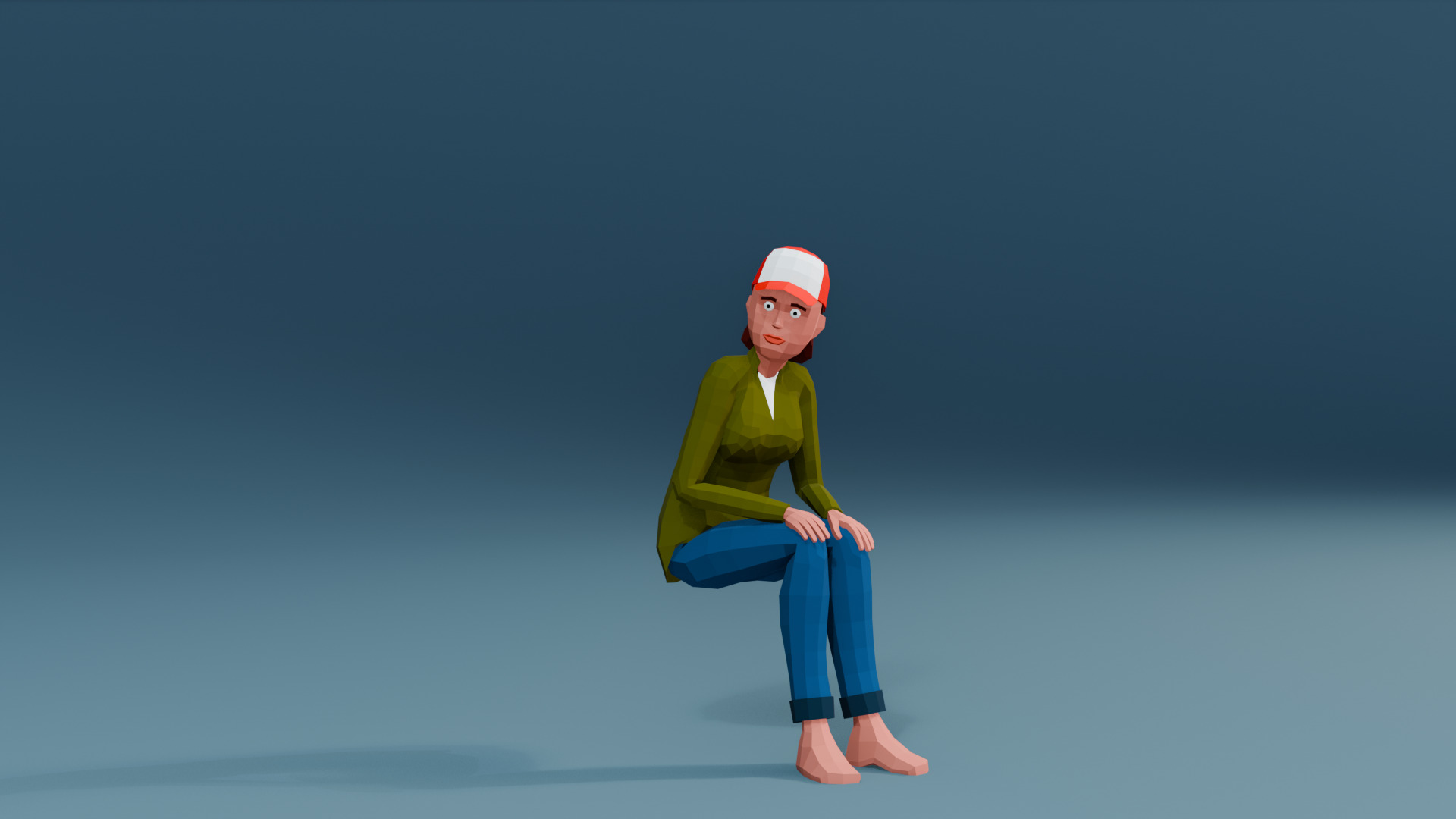 Simple woman low-poly stylized Low-poly 3D model_19