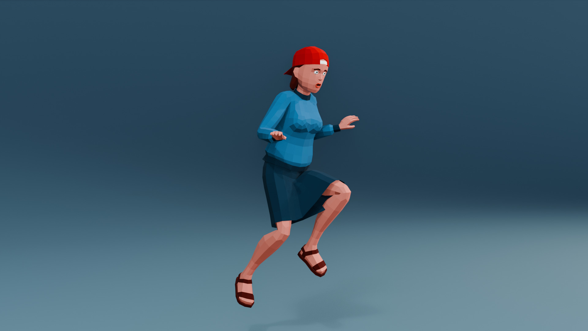 Simple woman low-poly stylized Low-poly 3D model_22