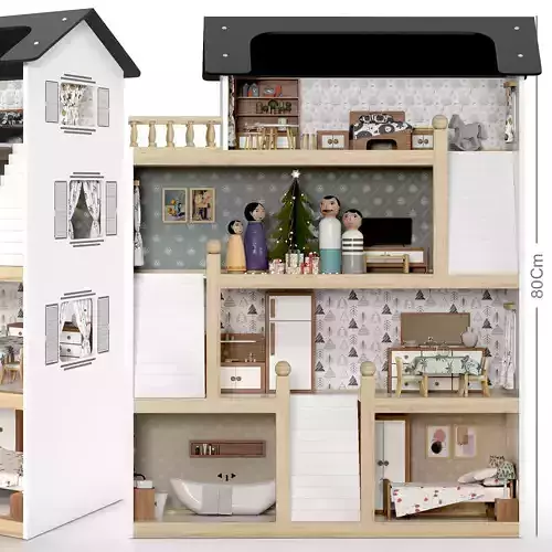 Miniature Doll House with Furniture