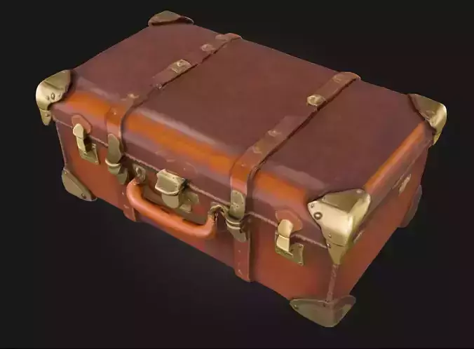 Vintage Leather Trunk  Timeless Travel Charm in Aged Detail